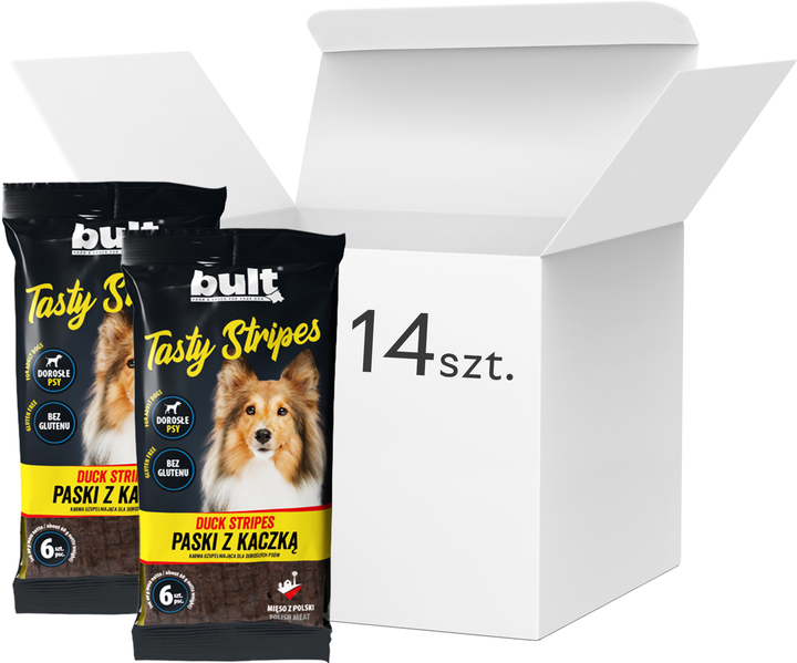 Упаковка ласощів для собак Bult Tasty Stripes Смужки з качки 60 г x 14 шт (5903802476514) - зображення 1