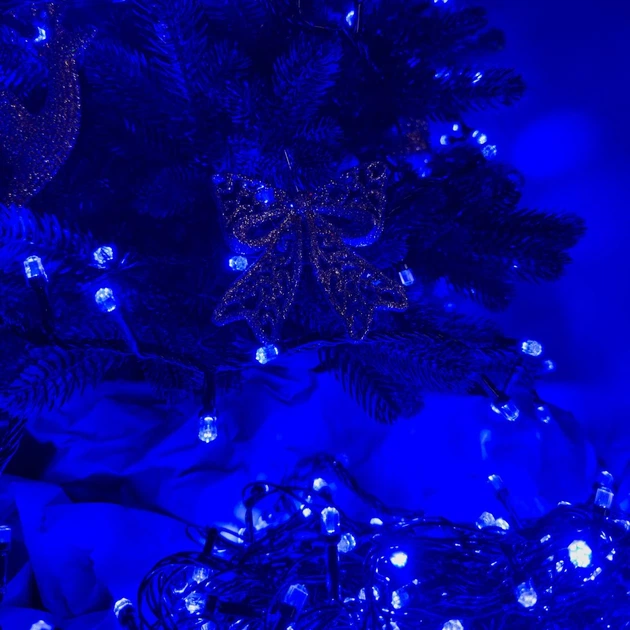 Светодиодная гирлянда-нить черная проволока 500 LED Xmas рубин 17 м 8 режимов синий - изображение 2