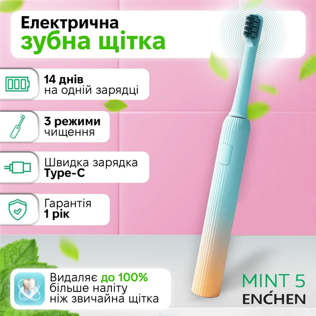 Электрическая зубная щетка Xiaomi ENCHEN Mint5 Sonik Blue (MINT5-B) - изображение 2