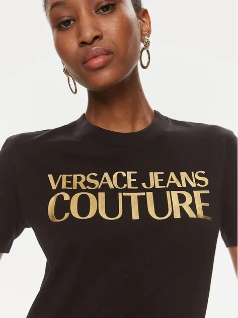 Koszulka damska bawełniana Versace Jeans Couture vjc76haht04cj00tg89 S Czarna (8052019581331) - obraz 4