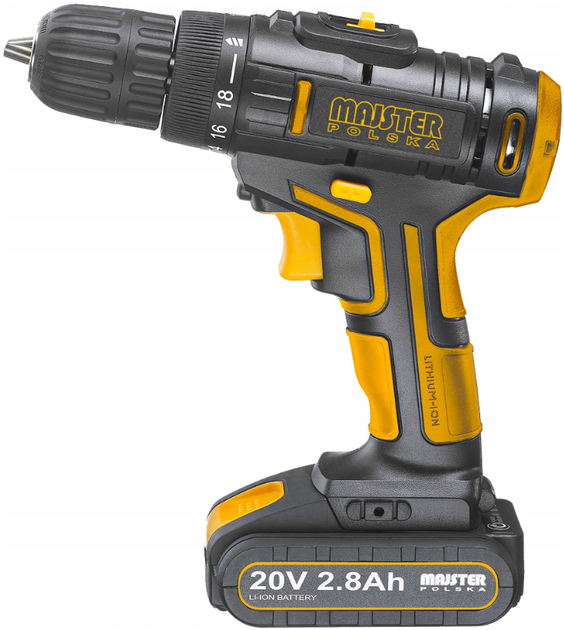 Акумуляторний шуруповерт Majster Polska 20V + 2 батареї 2,8Ач - Фото 1 Акумуляторний шуруповерт Majster Polska 20V + 2 батареї 2,8Ач - зображення 1