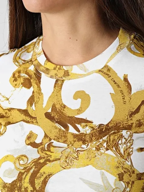 Футболка бавовняна жіноча Versace Jeans Couture vjc76hah6d8js287g03 XS Білий/Жовтий (8052019589054) - зображення 4
