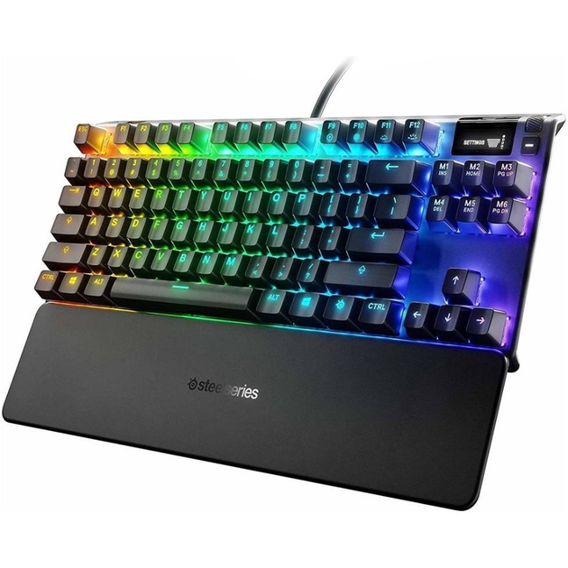Дротова ігрова механічна клавіатура SteelSeries Apex 7 TKL Red Switch UA OLED Smart Display RGB Black (64646) - зображення 1