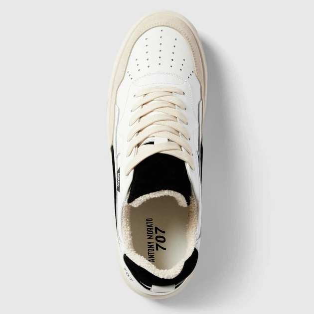 Sneakersy męskie skórzane Antony Morato MMFW01612LE300001-9000 45 Biały/Czarny (8052136480869) - obraz 4