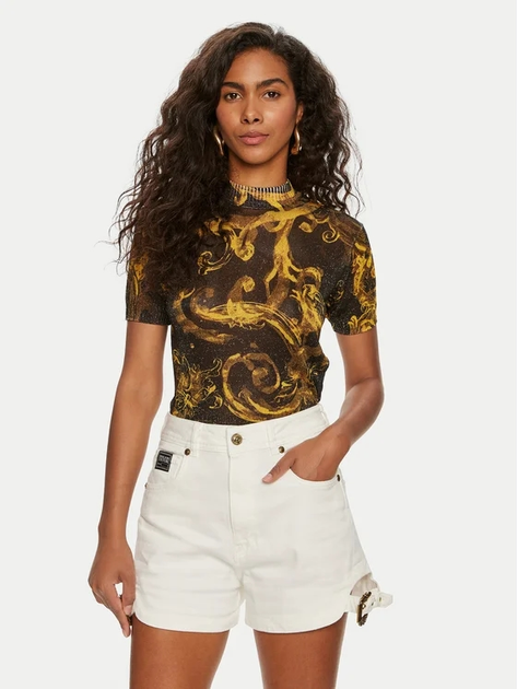 Топ жіночий Versace Jeans Couture vjc76hafmn8cmn45g89 XS Чорний/Жовтий (8052019601138) - зображення 1