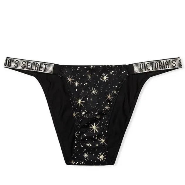 Трусики Victoria’s Secret VERY SEXY Bombshell Shine Strap Bikini Black Stars со стразами M Черные - Фото 1 Трусики Victoria’s Secret VERY SEXY Bombshell Shine Strap Bikini Black Stars со стразами M Черные - изображение 1