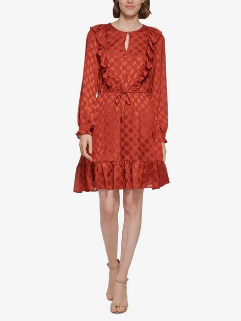 Платье короткое осеннее женское Tommy Hilfiger 613511261 8 Коричневое (1159814807) - изображение 3
