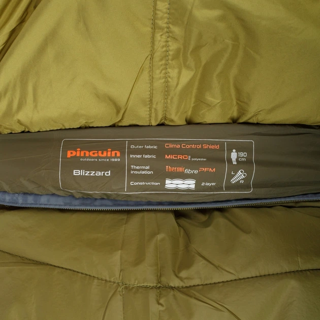 Спальний мішок Pinguin Blizzard Wide (4/-1°C) Khaki 190 см (Wide) - Right Zip зелений - Фото 3 Спальний мішок Pinguin Blizzard Wide (4/-1°C) Khaki 190 см (Wide) - Right Zip зелений - изображение 3