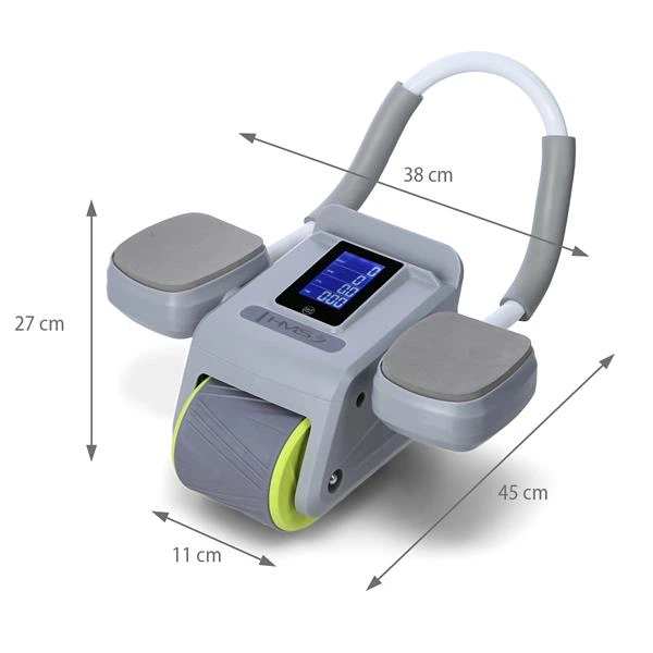 Колесо для пресса HMS серое, LCD-дисплей, автоматический возврат, USB-C зарядка, нагрузка до 150 кг, ABS/PP/TPR/EVA/NBR, 27×45×38 см, вес 2,1 кг(ISL_8E320CE86FA3) - изображение 10