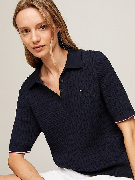 Koszulka polo damska Tommy Hilfiger thww0ww41878dw5 XS Granatowa (8720646846719) - obraz 4