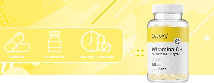 Вітамін C OstroVit Vitamin C+ Hesperedyn + rutin 60caps вітаміни та мінерали - зображення 5