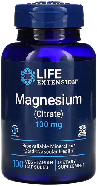 Цитрат магнія Life Extension Magnesium (Citrate) 100 mg 100 vcaps - Фото 1 Цитрат магнія Life Extension Magnesium (Citrate) 100 mg 100 vcaps - зображення 1