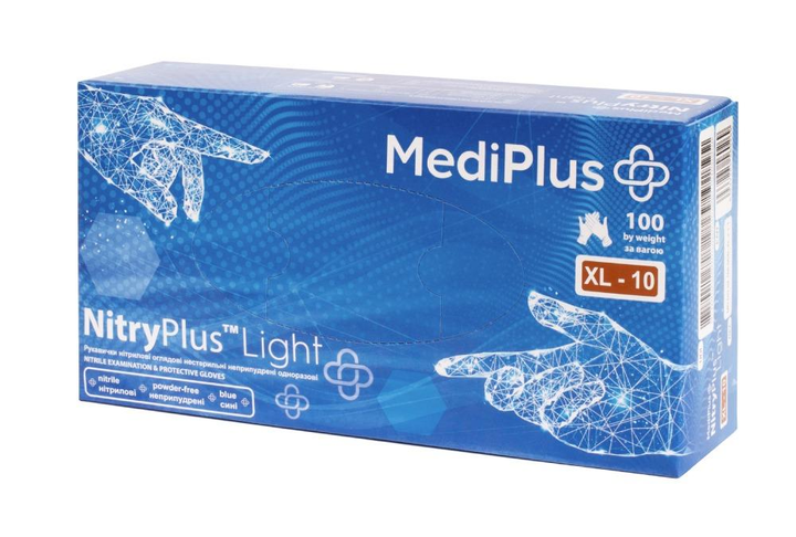 Рукавички нітрилові MediPlus NitryPlus Light 3,4 г XL Сині 100 шт (00-00000276) - изображение 1