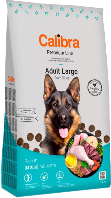 Sucha karma dla psa Calibra Dog Premium Adult Large kurczak 12 kg (8594062088868) - obraz 1