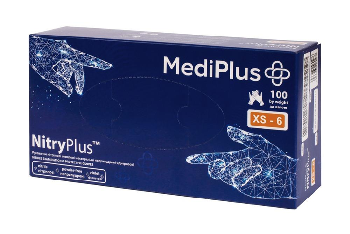 Рукавички нітрилові MediPlus NitryPlus Violet XS Фіолетові 100 шт (00-00000272) - зображення 1