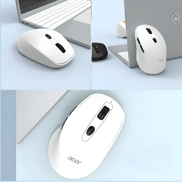 Миша ACER OMR229 з бездротовим підключенням Bluetooth і USB 2.4G та акумулятором, 1600 DPI, білий - Фото 5 Миша ACER OMR229 з бездротовим підключенням Bluetooth і USB 2.4G та акумулятором, 1600 DPI, білий - зображення 5