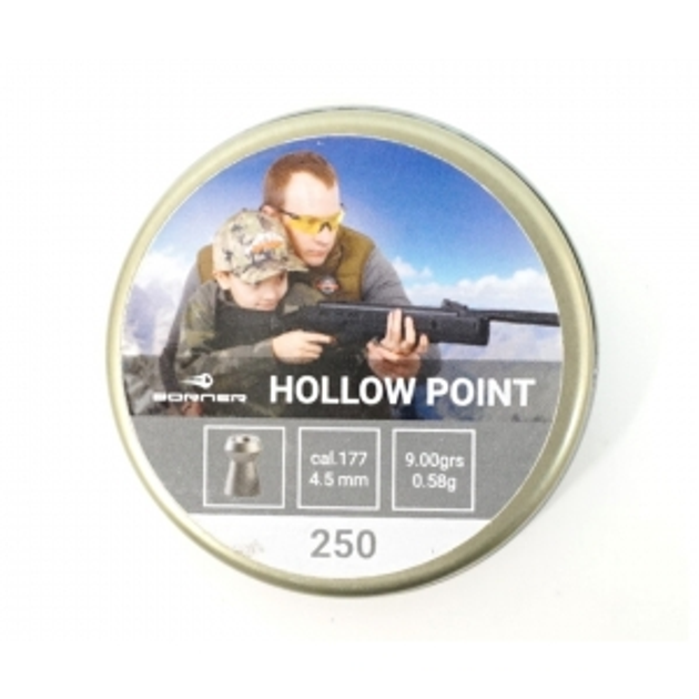 Пули Borner Hollow Point, 4,5 мм, 0,58гр 250 шт - изображение 1