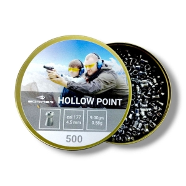 Пули Borner Hollow Point, 4,5 мм, 0,58 гр 500 шт - изображение 1