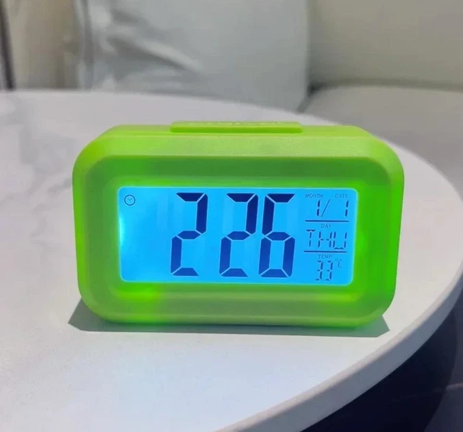 Настільний багатофункціональний електронний годинник Digital Alarm Clock DOL-2108 зелений - зображення 2