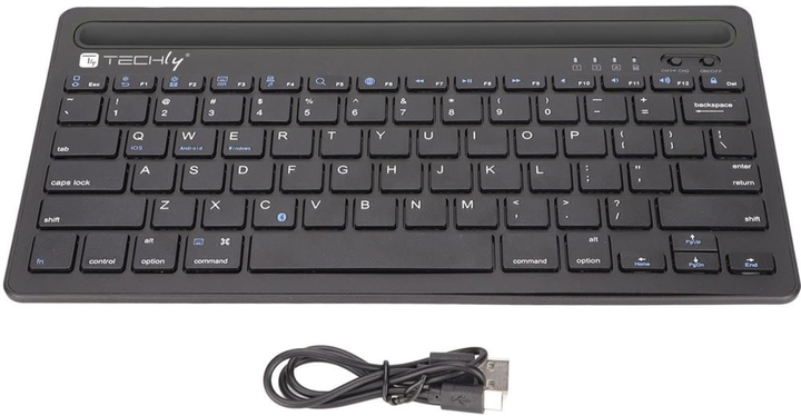 Klawiatura bezprzewodowa TECHly Mini Keyboard with Hotkeys and Tablet Stand Wireless Black (8059018367898) - obraz 8