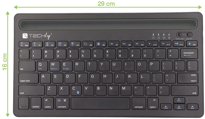 Klawiatura bezprzewodowa TECHly Mini Keyboard with Hotkeys and Tablet Stand Wireless Black (8059018367898) - obraz 9