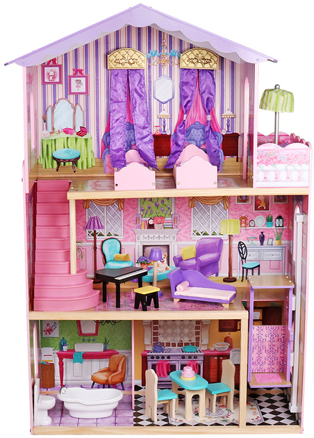 Ляльковий будинок LEAN Toys Wooden House Stella Three Floors Balcony Elevator 126 см (5903802452709) - зображення 1