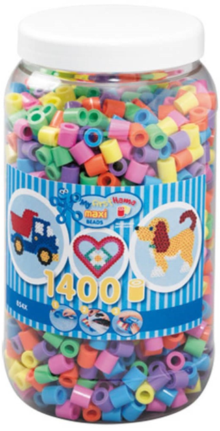 Zestaw mozaiki termicznej Hama Maxi Beads w słoiku Pastel Mix 1400 szt (0028178085414) - obraz 1