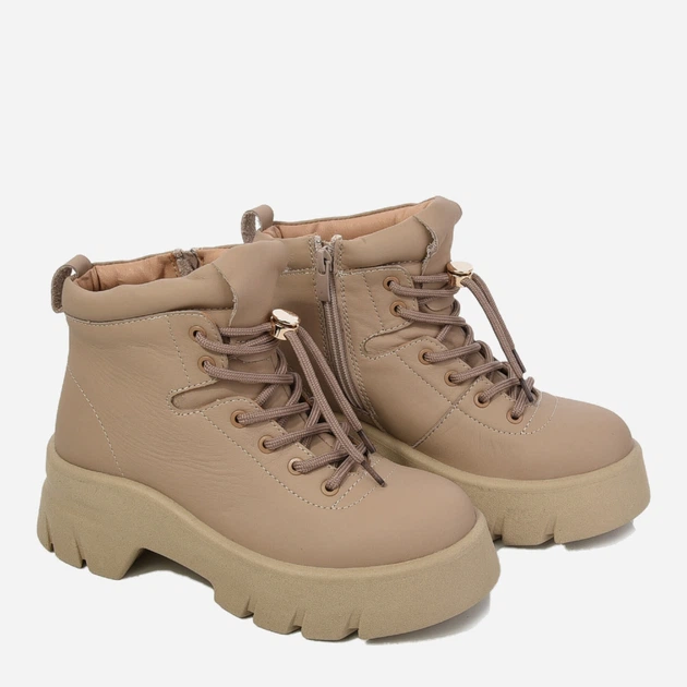 Женские зимние ботинки кожаные высокие Teona 553 37 Капучино (ROZ6501055039) - изображение 2