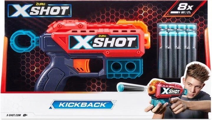 Быстрострельный бластер EXCEL Kickback (8 патронов) Red 36184R X-Shot - изображение 2