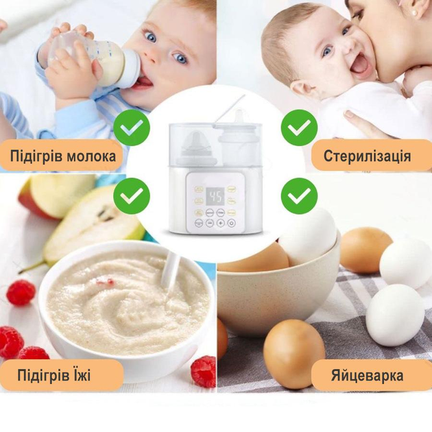 Підігрівач і стерилізатор для дитячих пляшечок на дві пляшечки з таймером та відкладеним запуском Warmer 2С білий - зображення 11
