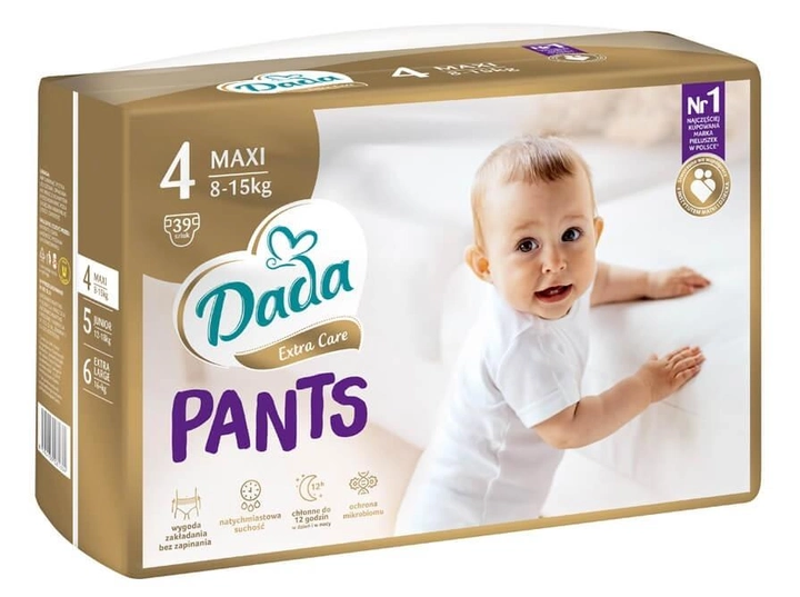 Детские одноразовые трусики Dada Extra Care 4 Maxi 8-15 кг 39 шт - Фото 1 Детские одноразовые трусики Dada Extra Care 4 Maxi 8-15 кг 39 шт - изображение 1