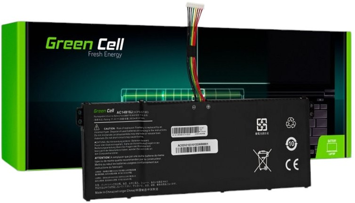 Акумулятор Green Cell AC14B13J AC14B18J для ноутбуків Acer Aspire 3 A315-23 A315-55G ES1-111M ES1-331 ES1-531 ES1-533 ES1-571 11.4V 3600mAh (5904326374287) - зображення 1