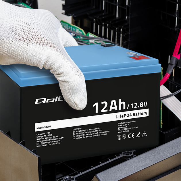 Akumulator Qoltec LiFePO4 Litowo-Żelazowo-Fosforanowy 12.8V 12Ah 153.6Wh BMS 53701 (5901878537016) - obraz 6
