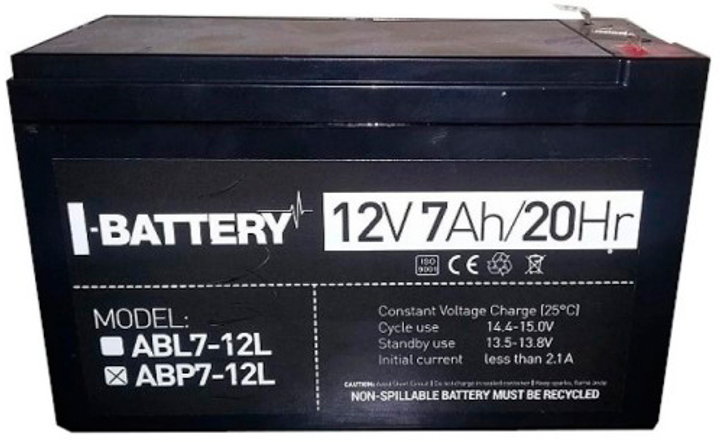 Аккумуляторная батарея iBattery ABP7-12L 12V 7AH AGM - изображение 1
