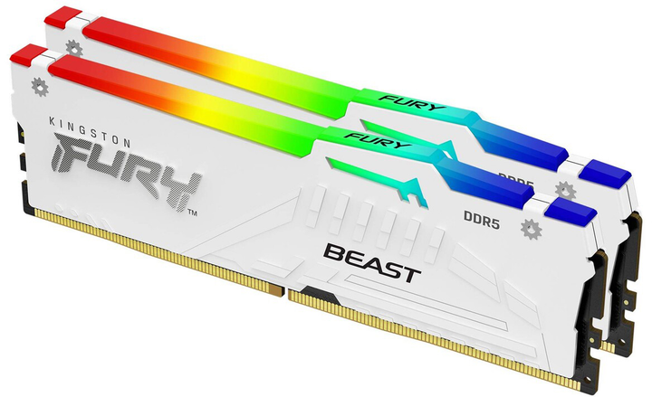 Pamięć RAM Kingston Fury Beast DDR5-6400 RGB 32768MB PC5-51200 (Kit of 2x16384) White (KF564C32BWEAK2-32) - obraz 1