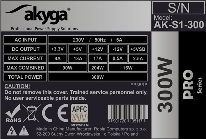 Блок живлення  AKYGA Pro AK-S1-300 SFX 300W - зображення 5