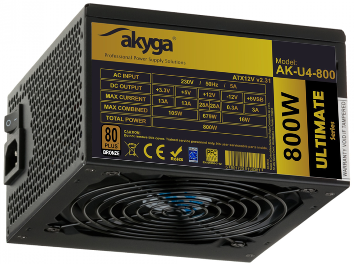 Zasilacz AKYGA Ultimate AK-U4-800 800W 80+ Bronze - obraz 1