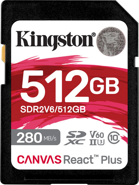 Карта памяти Kingston SDXC 512GB Canvas React Plus Class 10 UHS-II U3 V60 (SDR2V6/512GB) - изображение 1