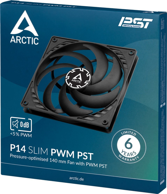 Вентилятор Arctic P14 Slim PWM PST Black (ACFAN00268A) - зображення 4