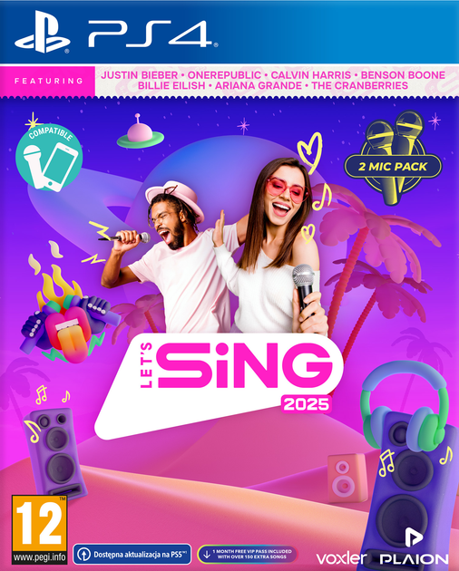 Гра PS4 Let's Sing 2025 + 2 мікрофона (Blu-ray диск) (4020628582135) - зображення 1