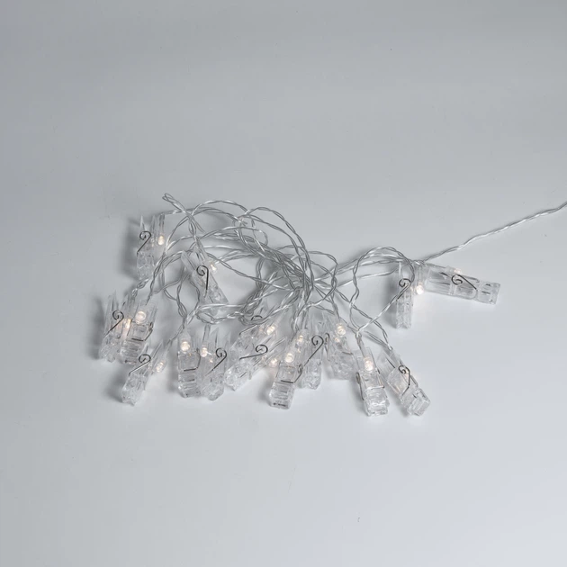 Гирлянда светодиодная нить с прищепками GarlandoPro A65 20 LED 5 метров теплый белый (121-107-A65) - Фото 5 Гирлянда светодиодная нить с прищепками GarlandoPro A65 20 LED 5 метров теплый белый (121-107-A65) - изображение 5