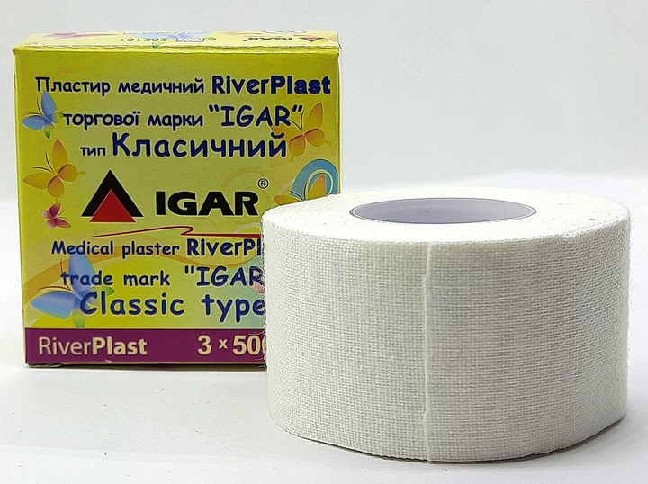 Пластир на котушці IGAR RiverPLAST Класичний білий 3 см х 5 м - зображення 1