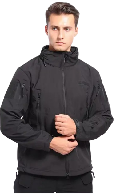 Водонепроникна тактична куртка SOFTSHELL із флісом Solve Black KT6000801 розмір S - зображення 1