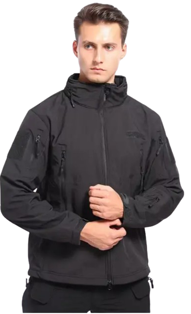 Водонепроницаемая тактическая куртка SOFTSHELL с флисом Solve Black KT6000801 размер L - изображение 1