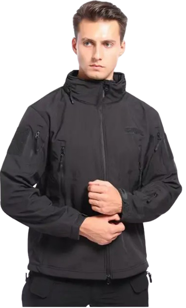 Водонепроницаемая тактическая куртка SOFTSHELL с флисом Solve Black KT6000801 размер M - изображение 1