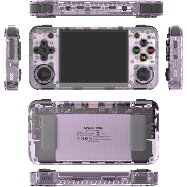 ANBERNIC RG35XX H　クリアパープル Ретро игровая приставка Anbernic RG35XX H 64GB Transparent Purple