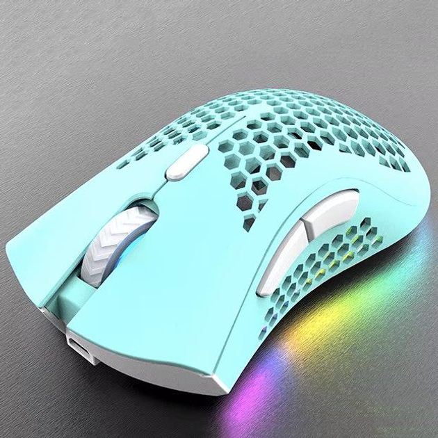 Беспроводная оптическая компьютерная мышь BM600 с RGB подсветкой и разрешением DPI 1600, 800 мАч, бирюзовая (91838750) - изображение 2