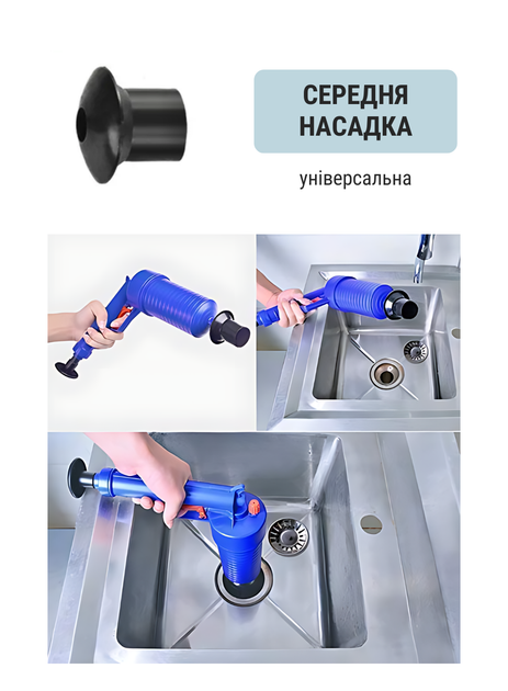 Пневматический очистной пистолет для унитазов Toilet dredge GUN PRO высокого давления Голубой - изображение 6