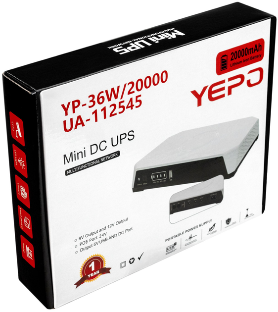 ДБЖ для роутера (маршрутизаторів) Yepo Mini DC-UPS YP-36W (20000mAh/LiFePO4) (UA-112545) - зображення 12