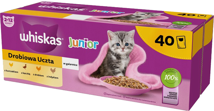 Mokra karma dla kota Whiskas Gal Junior Drob 40 x 85 g (4008429164781) - obraz 1